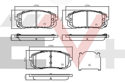 комплект спирачно феродо, дискови спирачки COMLINE CEV34048