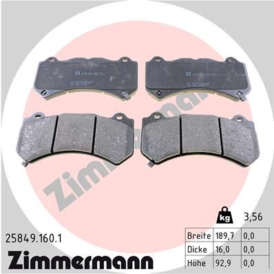 Комплект тормозных колодок, дисковый тормоз ZIMMERMANN 25849.160.1 для NISSAN GT-R