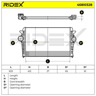 интеркулер (охладител за въздуха на турбината) RIDEX 468I0328