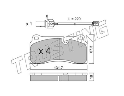 Zestaw klocków hamulcowych, hamulce tarczowe TRUSTING 1068.0