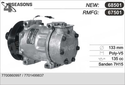 AHE 67501 Компрессор кондиционера для RENAULT TWINGO I (C06_) 1.2 (C063, C064)