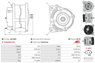 GENERATOR / ALTERNATOR AS-PL A01245S 4