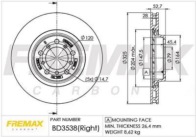 FREMAX BD-3538 Тормозные диски  для BMW 3 купе (E46) M3 CSL