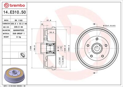 Тормозной барабан 14.E310.50