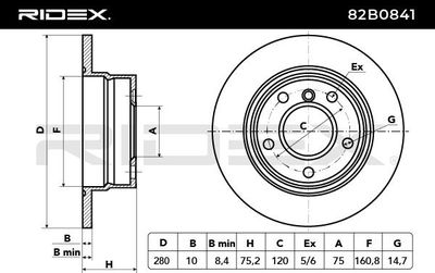 спирачен диск RIDEX 82B0841
