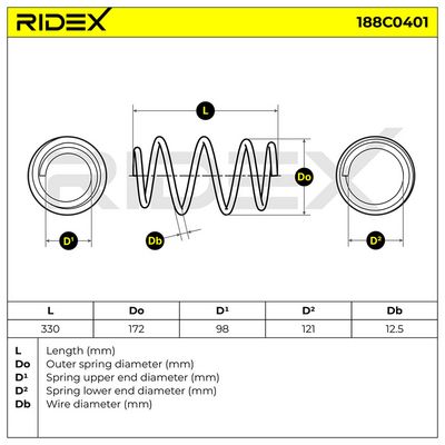 пружина за ходовата част RIDEX 188C0401