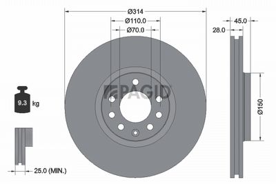 спирачен диск PAGID 54188NC