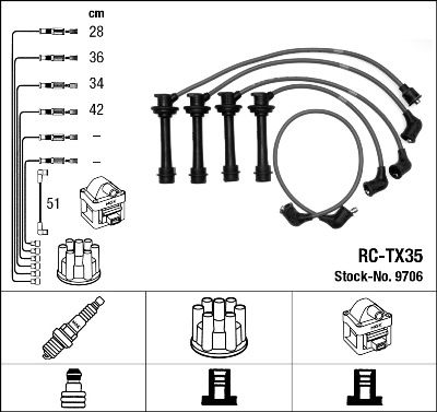 Комплект проводов зажигания NGK 9706 для TOYOTA MR2
