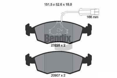 Комплект тормозных колодок, дисковый тормоз BENDIX Braking BPD1946 для FIAT PALIO