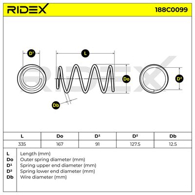 пружина за ходовата част RIDEX 188C0099