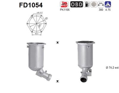 Filtr sadzy / filtr cząstek stałych, układ wydechowy AS FD1054