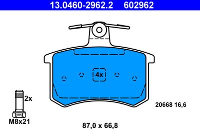 Комплект тормозных колодок, дисковый тормоз ATE 13.0460-2962.2 для ALFA ROMEO 164