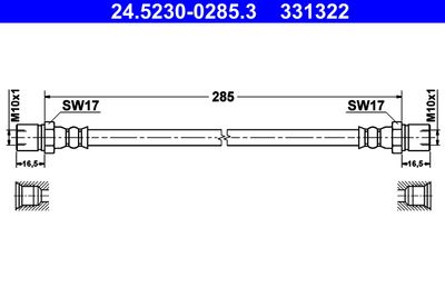 Тормозной шланг ATE 24.5230-0285.3 для VW KAEFER