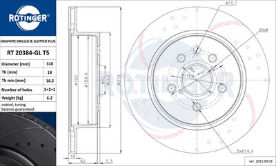 спирачен диск ROTINGER RT 20384-GL T5