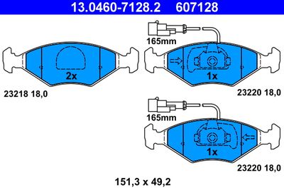 Комплект тормозных колодок, дисковый тормоз ATE 13.0460-7128.2 для FIAT ALBEA