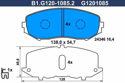 GALFER B1.G120-1085.2 Тормозные колодки и сигнализаторы  для SUZUKI GRAND VITARA (Сузуки Гранд витара)