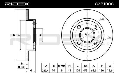 спирачен диск RIDEX 82B1008