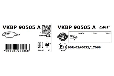 Brake Pad Set, disc brake VKBP 90505 A