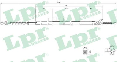 Тросик, cтояночный тормоз LPR C0861B для TOYOTA CARINA