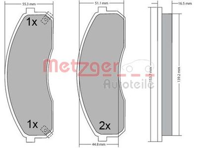 Комплект тормозных колодок, дисковый тормоз METZGER 1170670 для KIA CARNIVAL