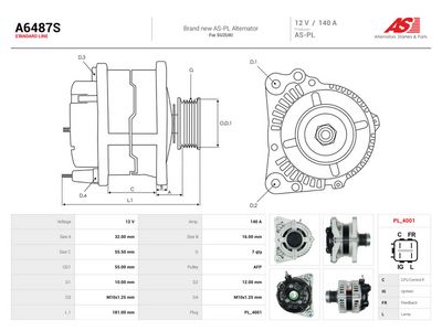 AS-PL - Alternátor SUZUKI , A6487S