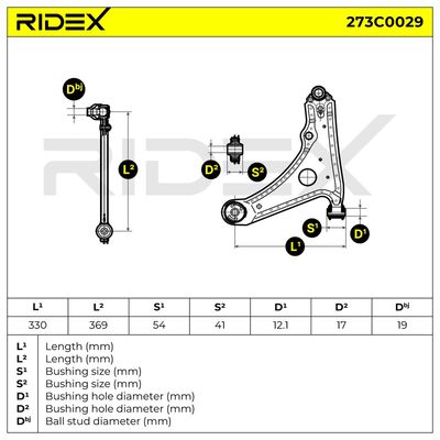 носач, окачване на колелата RIDEX 273C0029