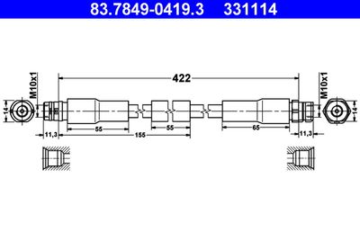ATE 83.7849-0419.3 Тормозной шланг  для AUDI A8 (Ауди А8)