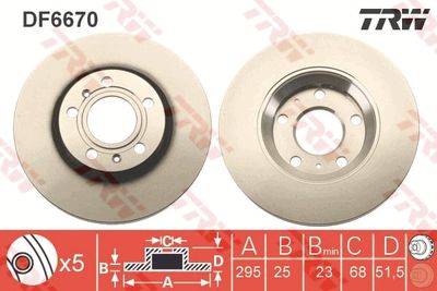 TRW DF6670 Тормозные диски  для AUDI A8 (Ауди А8)