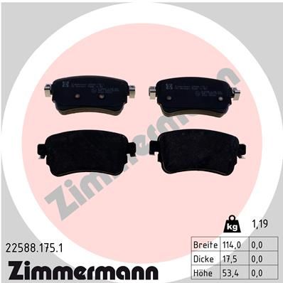 ZIMMERMANN 22588.175.1 Тормозные колодки и сигнализаторы  для TOYOTA PROACE (Тойота Проаке)