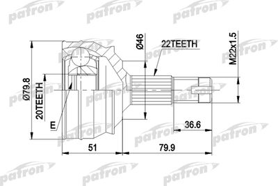 PATRON PCV1013 ШРУС  для FIAT TIPO (Фиат Типо)