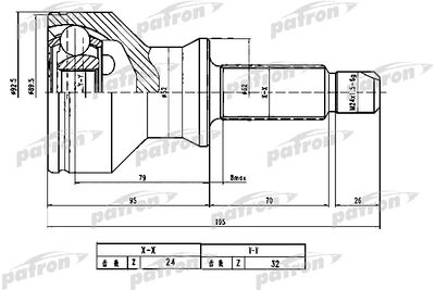 Шарнирный комплект, приводной вал PATRON PCV1779 для LAND ROVER DISCOVERY