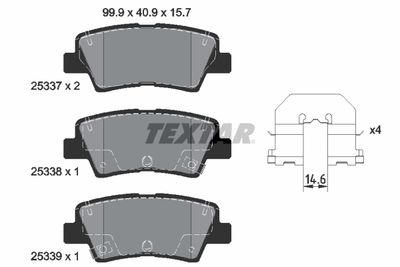 Комплект тормозных колодок, дисковый тормоз TEXTAR 2533701 для SSANGYONG TIVOLI