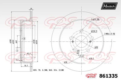 MAXTECH 861335 Тормозные диски  для LEXUS RX (_L1_) 270 (AGL10_)