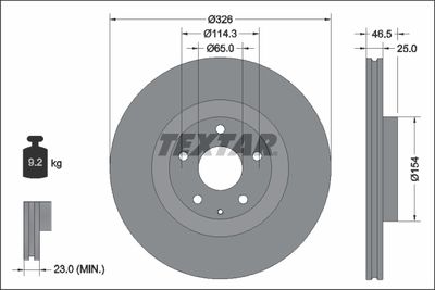Тормозной диск TEXTAR 92337603 для MAZDA MX-30