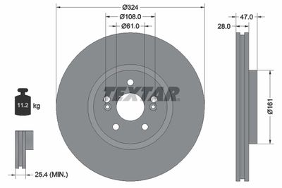 Тормозной диск TEXTAR 92119405 для RENAULT VEL