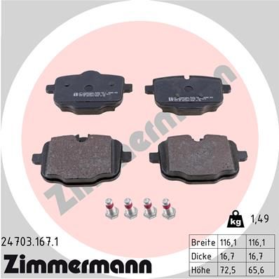 Комплект тормозных колодок, дисковый тормоз ZIMMERMANN 24703.167.1 для BMW iX