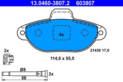 Комплект тормозных колодок, дисковый тормоз 13.0460-3807.2