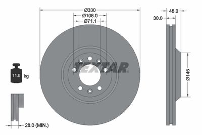 Тормозной диск TEXTAR 92129503 для CITROËN C6