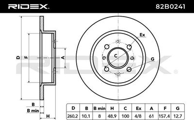 спирачен диск RIDEX 82B0241