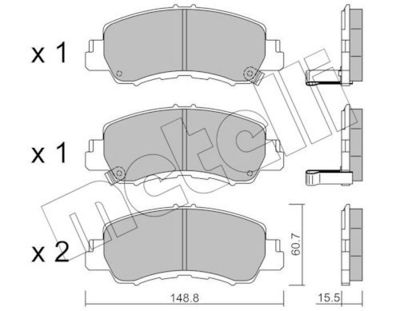 комплект спирачно феродо, дискови спирачки METELLI 22-1239-0