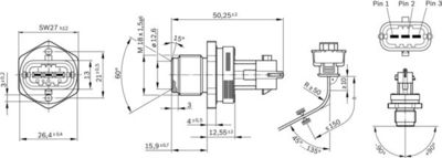 Sensor, bränsletryck BOSCH 0 281 002 907