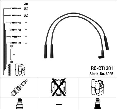 Комплект проводов зажигания NGK 6025 для CITROËN LNA