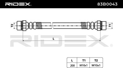 спирачен маркуч RIDEX 83B0043