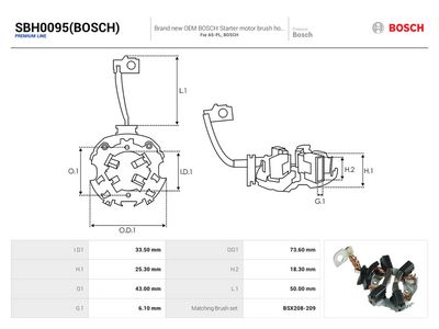 AS-PL - Držiak, uhlíkový zberač SUZUKI, FIAT , SBH0095(BOSCH)