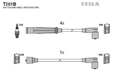 Комплект проводов зажигания TESLA T261B для NISSAN SILVIA