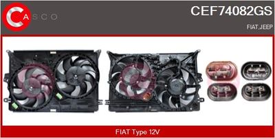 CASCO CEF74082GS Вентилятор системы охлаждения двигателя  для FIAT 500X (334_) 2.0 D Multijet 4x4 (334AXB22, 334AXD2B)