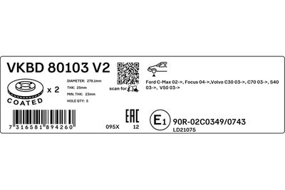 Brake Disc VKBD 80103 V2