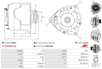GENERATOR / ALTERNATOR AS-PL A5076 4