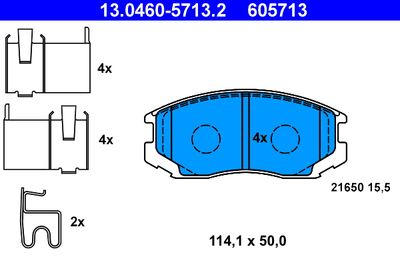 Комплект тормозных колодок, дисковый тормоз ATE 13.0460-5713.2 для DAIHATSU TERIOS