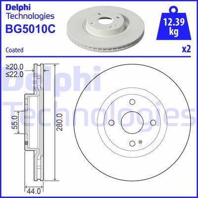 Тормозной диск DELPHI BG5010C для ABARTH 124